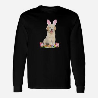 Dog Bunny Ears Happy Easter Long Sleeve T-Shirt - Seseable
