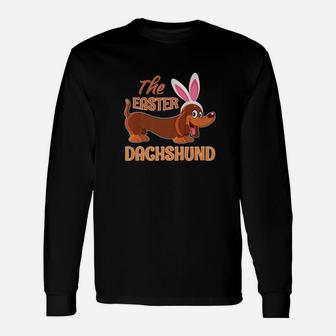 Dog Bunny Rabbit Face The Easter Dachshund Easter Day Long Sleeve T-Shirt - Seseable