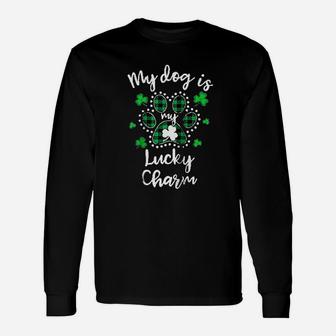 My Dog Is My Lucky Charm Shamrock St Patricks Day Long Sleeve T-Shirt - Seseable