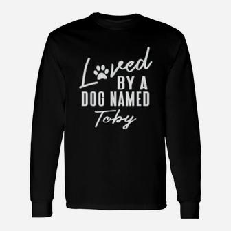 Dog Name Toby Pet Lover Paws Print Long Sleeve T-Shirt - Seseable
