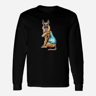 Dog Has Tattoo I Love Dad German Shepherd For Dog Father Long Sleeve T-Shirt - Seseable