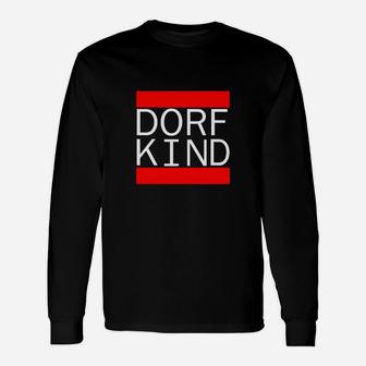 Dorfkind Grafik Langarmshirts in Schwarz, Lustiges Dorfleben Motiv - Seseable