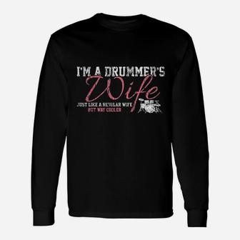 Drums Drummers Wife Vintage Drum Lover Long Sleeve T-Shirt - Seseable