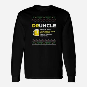 Druncle Ugly Christmas Men Uncle Dad Grandpa Long Sleeve T-Shirt - Seseable