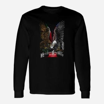 Eagle Mexican American Flag Long Sleeve T-Shirt - Seseable