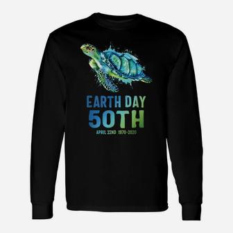 Earth Day 2020 Splash Art Earth Day 50th Anniversary Turtle Long Sleeve T-Shirt - Seseable