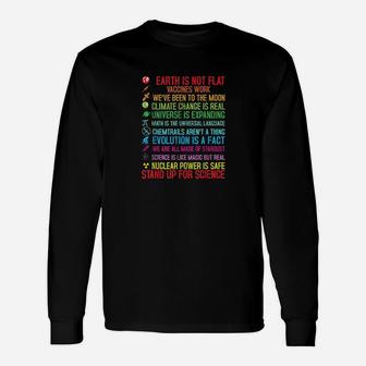 Earth Is Not Flat Vaccines Work Climate Change Science Long Sleeve T-Shirt - Seseable