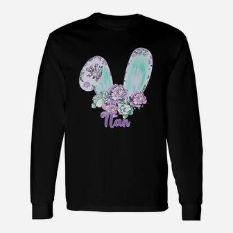 Easter Bunny With Flowers Nan Great Long Sleeve T-Shirt - Seseable
