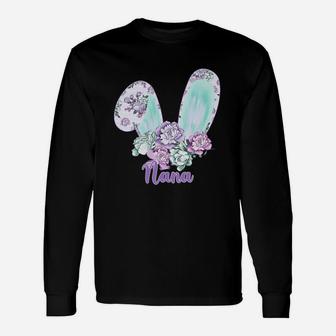Easter Bunny With Flowers Nana Great Long Sleeve T-Shirt | Seseable UK