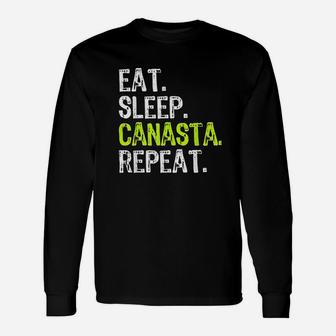 Eat Sleep Canasta Repeat Game Player Lover Christmas Long Sleeve T-Shirt - Seseable