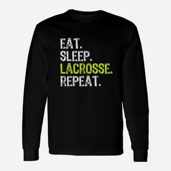 Eat Sleep Lacrosse Repeat Player Lax Cool Long Sleeve T-Shirt - Seseable