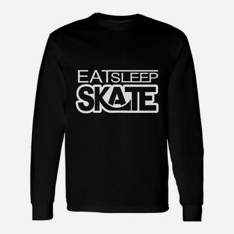 Eat Sleep Skate Skate Longboard, Skateboard Long Sleeve T-Shirt - Seseable