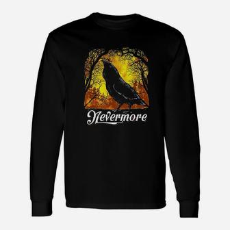 Edgar Allan Poe Nevermore Spooky Halloween Long Sleeve T-Shirt - Seseable