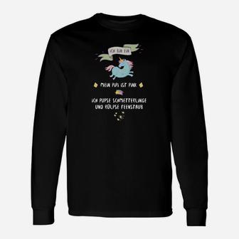 Einhorn Glitzer Lustiges Langarmshirts, Unisex Schwarz mit Spruch - Seseable