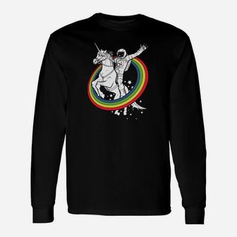 Einhorn Regenbogen Astronaut Langarmshirts - Seseable