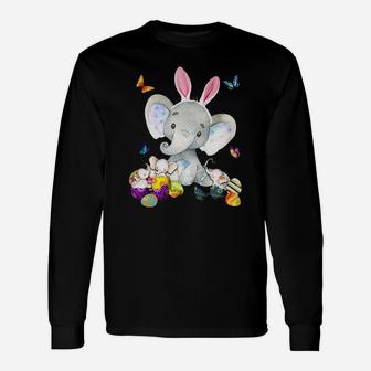 Elephant Easter And Colorful Butterfly Classic Long Sleeve T-Shirt - Seseable