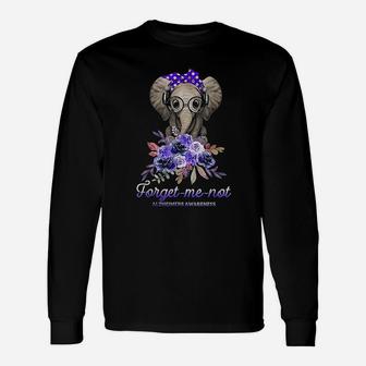 Elephant Forget Me Not Alzheimers Awareness Hippie Long Sleeve T-Shirt - Seseable