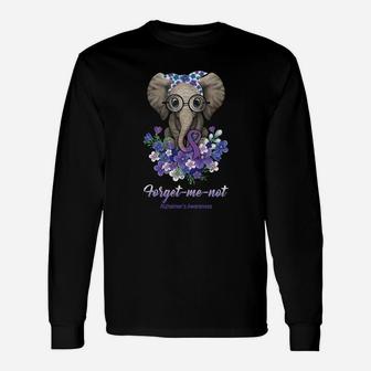 Elephant Forget Me Not Alzheimers Awareness Shirt Long Sleeve T-Shirt - Seseable