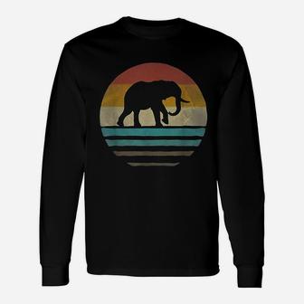 Elephant Retro Vintage Long Sleeve T-Shirt - Seseable