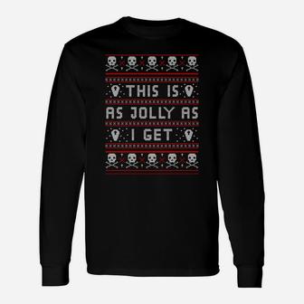 Emo Gothic Ugly Christmas Sweater Emo Gothic Goth Scene Alternative Grunge Punk Rock Christmas Skull Long Sleeve T-Shirt - Seseable