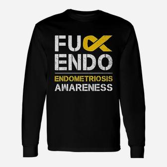 Endo Endometriosis Awareness Month Endo Support Ribbon Long Sleeve T-Shirt - Seseable