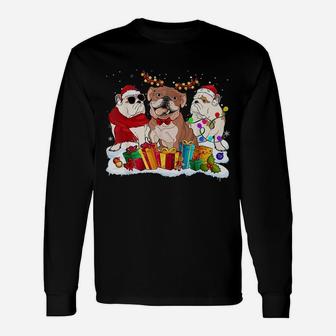 English Bulldog Christmas Friends Long Sleeve T-Shirt - Seseable