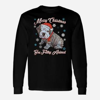 English Bulldog Christmas Shirts Long Sleeve T-Shirt - Seseable