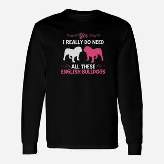 English Bulldog Dog Breed Lover Puppy Pink Long Sleeve T-Shirt - Seseable