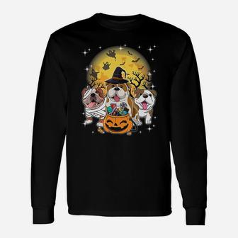 English Bulldog Halloween Long Sleeve T-Shirt - Seseable