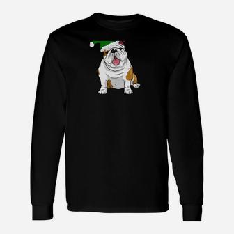 English Bulldogs Christmas Bulldog Pups Back Long Sleeve T-Shirt - Seseable