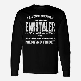 Ennstaler Stolz Spruch Langarmshirts in Schwarz, Heimatliebe Tee - Seseable