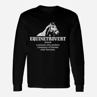 Equinetrovert Definition Horse Riding Horse Girl Long Sleeve T-Shirt - Seseable