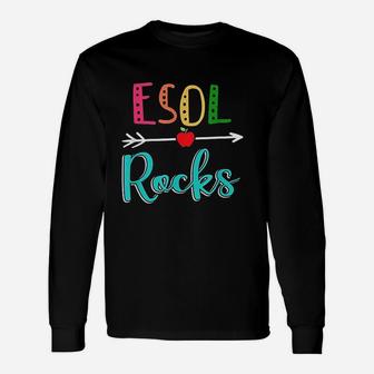 Esol Rocks Teacher Back To School Long Sleeve T-Shirt - Seseable