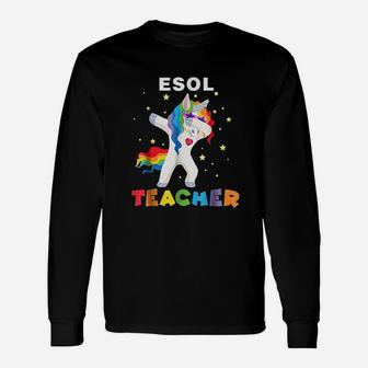 Esol Teacher Unicorn Long Sleeve T-Shirt - Seseable
