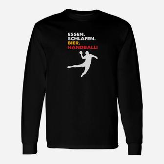 Essen Schlafen Bier Handball Langarmshirts - Seseable