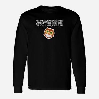 Eulen-Motiv Schwarzes Langarmshirts mit Lustigem Spruch, Humorvoll - Seseable