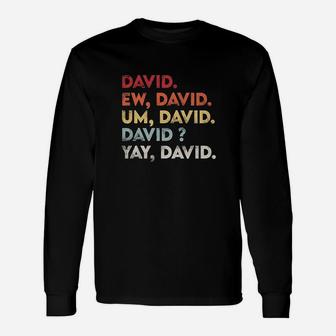 Ew David Vintage Retro Distressed Long Sleeve T-Shirt - Seseable