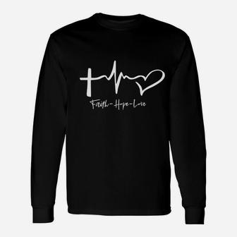 Faith Hope Love Christian Tattoo Style Inspirational Long Sleeve T-Shirt | Seseable UK
