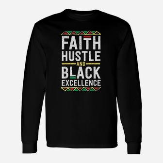 Faith Hustle And Black Excellence For Men Boys Tribal Long Sleeve T-Shirt - Seseable