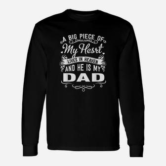 Family 365 My Dad Lives In Heaven Memorial Day Father Daddy Long Sleeve T-Shirt - Seseable
