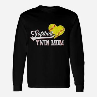 Family Softball Player Softball Twin Mom Long Sleeve T-Shirt - Seseable