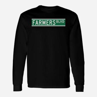 Farmers Blvd Sign Long Sleeve T-Shirt - Seseable