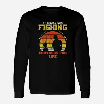 Father Son Fishing Partners For Life Retro Matching Dad Long Sleeve T-Shirt - Seseable
