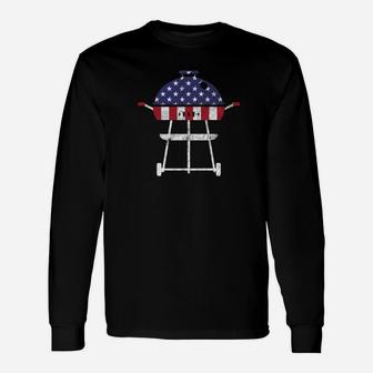 Fathers Day July 4th Grill Grilling Dad Retro Premium Long Sleeve T-Shirt - Seseable