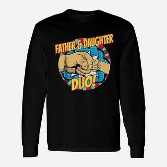 Fathers Day Superhero Father Daughter Duo Dad Long Sleeve T-Shirt - Seseable