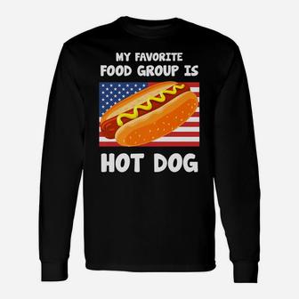 My Favorite Food Group Is Hot Dog Us Flag Long Sleeve T-Shirt - Seseable