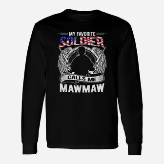 My Favorite Soldier Calls Me Mawmaw Proud Army Grandma Long Sleeve T-Shirt - Seseable