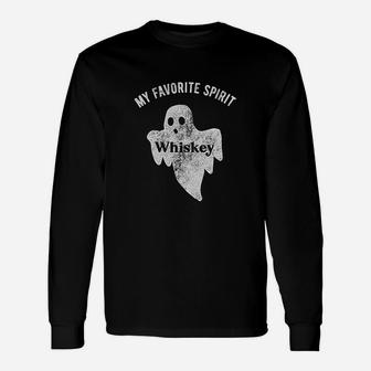 My Favorite Spirit Whiskey Halloween Ghost Drinking Party Long Sleeve T-Shirt - Seseable
