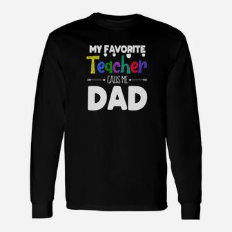My Favorite Teacher Calls Me Dad Fathers Day Plaid Premium Long Sleeve T-Shirt - Seseable