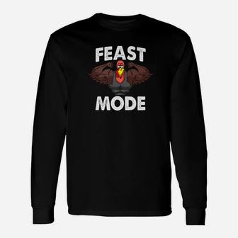 Feast Mode On Turkey Muscle Thanksgiving Dinner Long Sleeve T-Shirt - Seseable